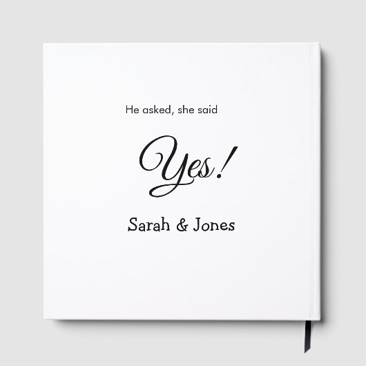 Er fragte, sie sagte ja Verlobung einfach minimal Gästebuch (Rückseite)