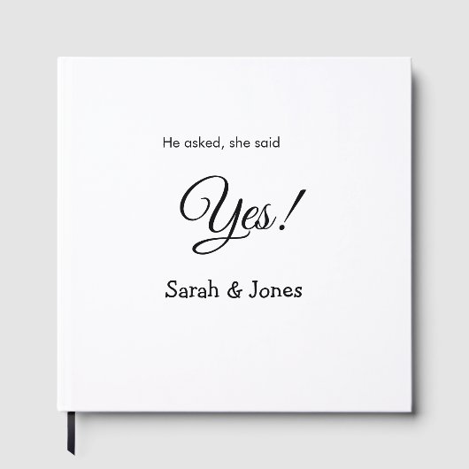 Er fragte, sie sagte ja Verlobung einfach minimal Gästebuch (Vorderseite)