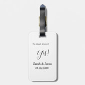 Er fragte, sie sagte ja Verlobung einfach minimal Gepäckanhänger (Rückseite vertikal)