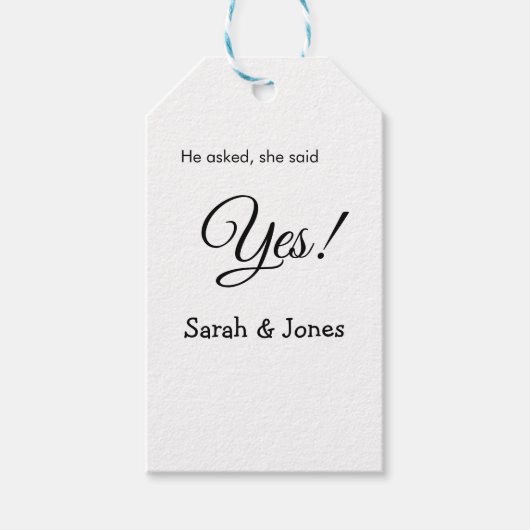 Er fragte, sie sagte ja Verlobung einfach minimal Geschenkanhänger (Vorderseite)