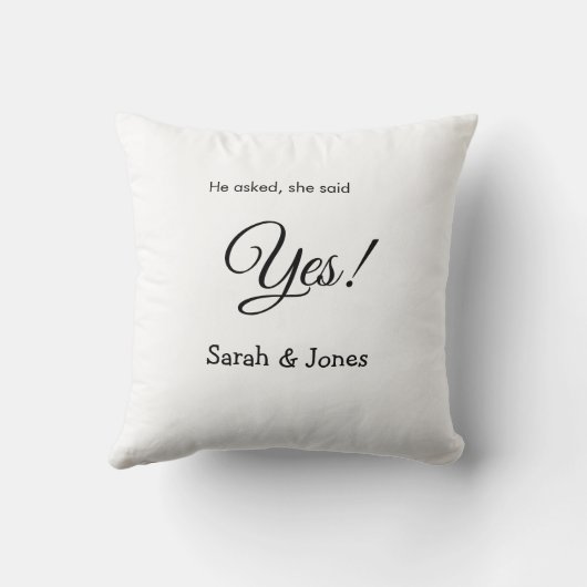 Er fragte, sie sagte ja Verlobung einfach minimal Kissen (Rückseite)