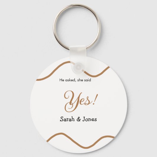 Er fragte sie sagte ja Verlobung einfach minimal Schlüsselanhänger (Vorderseite)