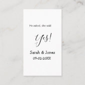Er fragte, sie sagte ja Verlobung einfach minimal Visitenkarte (Rückseite)