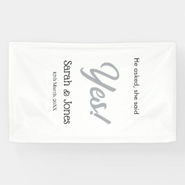 Er fragte sie sagte ja Verlobung einfache silberne Banner