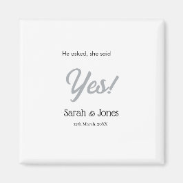 Er fragte sie sagte ja Verlobung einfache silberne Magnet