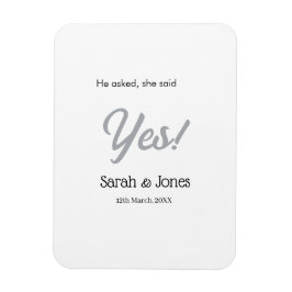 Er fragte sie sagte ja Verlobung einfaches Silber  Magnet