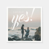 Er Fragte, sie sagte Ja Verlobung Foto Party Serviette (Vorderseite)