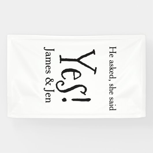 Er fragte sie sagte ja Verlobungsfeier Name einfac Banner (Horizontal)