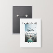 Er fragte sie sagte ja Verlobungsfoto Name stilvol Button (Vorderseite/Rückseite)