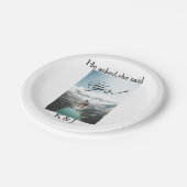 Er fragte sie sagte ja Verlobungsfoto Name stilvol Pappteller (Schrägansicht)