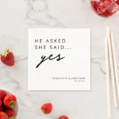 Er Fragte, sie sagte "Yes Modern Engagement Party" Serviette (Beispiel)