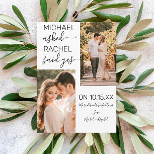 Er Fragte, sie sagte Yes Simple White Verlobung An Ankündigung