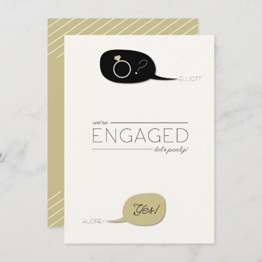 Er fragte u. sagte sie ja! Chic-Verlobungs-Party Einladung (Vorne/Hinten)