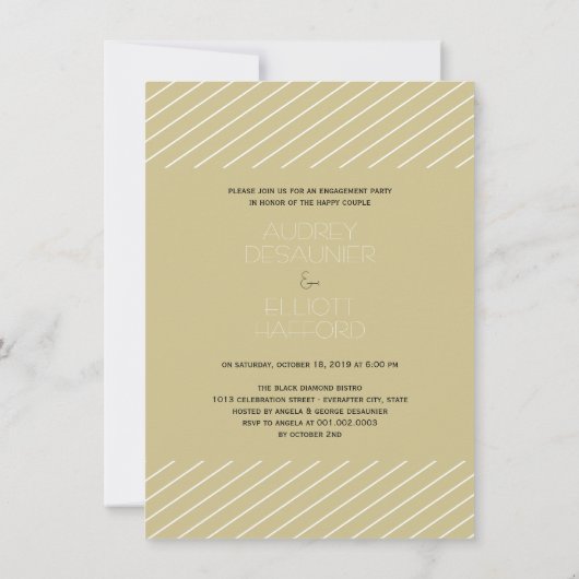 Er fragte u. sagte sie ja! Chic-Verlobungs-Party Einladung (Rückseite)