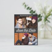 Er fragte, und sie sagte ja! Save the Date Postkar Ankündigungspostkarte (Stehend Vorderseite)