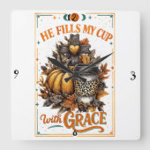 Er füllt meinen Cup.. Quadratische Wanduhr (Vorderseite)