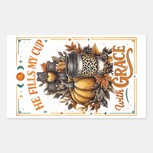 Er füllt meinen Cup.. Rechteckiger Aufkleber (Vorderseite)