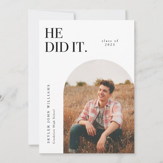 Er gab den White Arch Abschluss bekannt Einladung (Vorderseite)