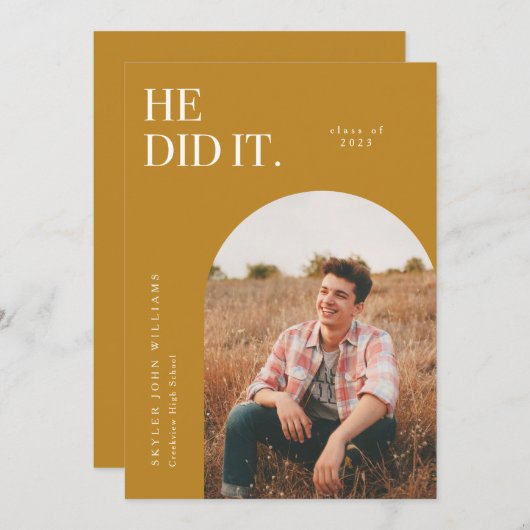 Er gab Gelben Abschluss bekannt Einladung (Vorne/Hinten)