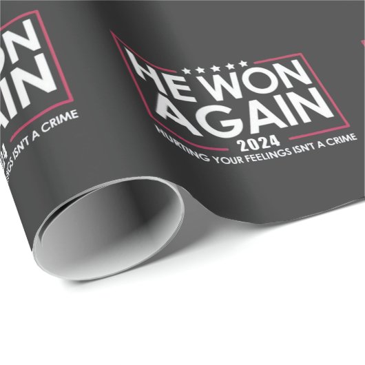 Er gewann 2024 wieder Trump Inaguration 2025 Geschenkpapier (Rolleneckpunkt)