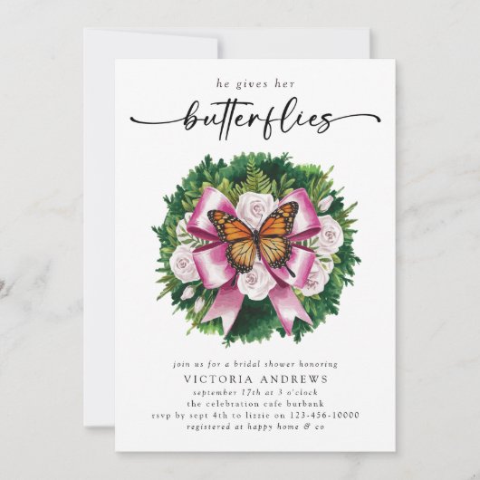 Er gibt ihr Brautparty mit den Schmetterlingen Einladung