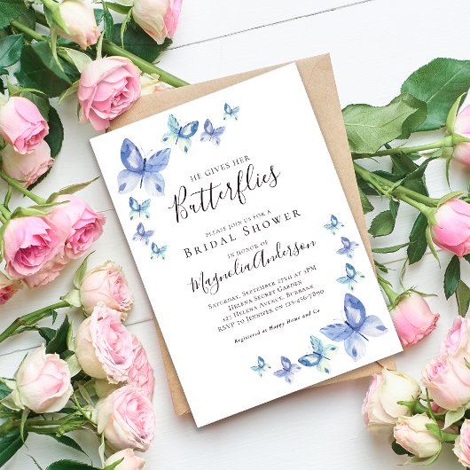 Er gibt ihr Brautparty mit den Schmetterlingen Einladung