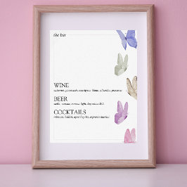 Er gibt ihren Schmetterlingen Brautparty Bar Sign Poster