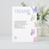 Er gibt ihren Schmetterlingen Brautparty Dankeskarte (Stehend Vorderseite)