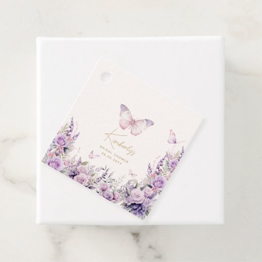 Er gibt ihren Schmetterlingen Wildblumen Brautpart Geschenkanhänger (Beispiel)