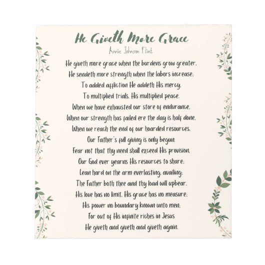 Er gibt mehr Grace Notepad Notizblock (Vorderseite)