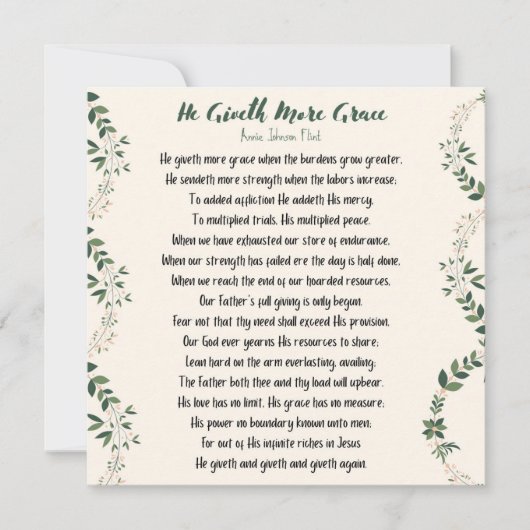 Er gibt mehr Grace Square Flat Card - Groß Mitteilungskarte (Vorderseite)