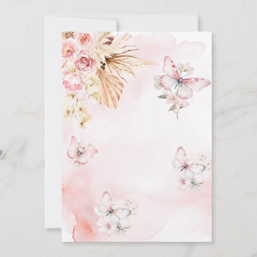 Er gibt mir Butterflies Boho Brautparty Einladung (Rückseite)