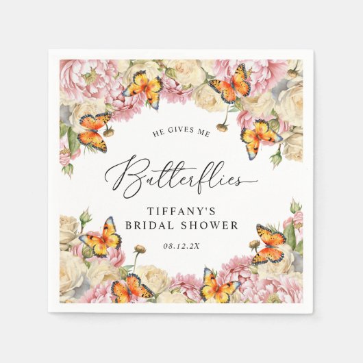 Er gibt mir das Brautparty der Schmetterlinge Serviette (Vorderseite)