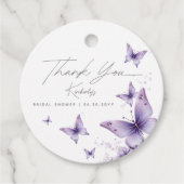 Er gibt mir Lila Schmetterlinge Brautparty Geschenkanhänger (Vorderseite)