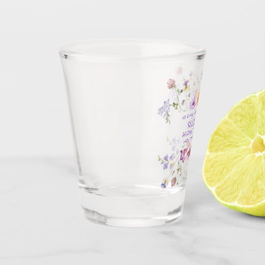 Er gibt mir Lila Schmetterlinge Brautparty Schnapsglas (Links)