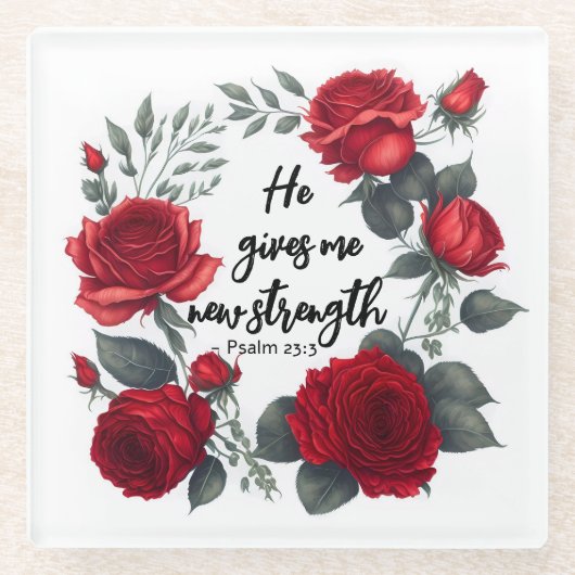 Er gibt mir neue Kraft Glasuntersetzer (Vorderseite)