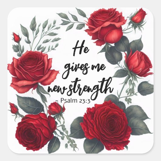 Er gibt mir neue Kraft Quadratischer Aufkleber (Vorderseite)