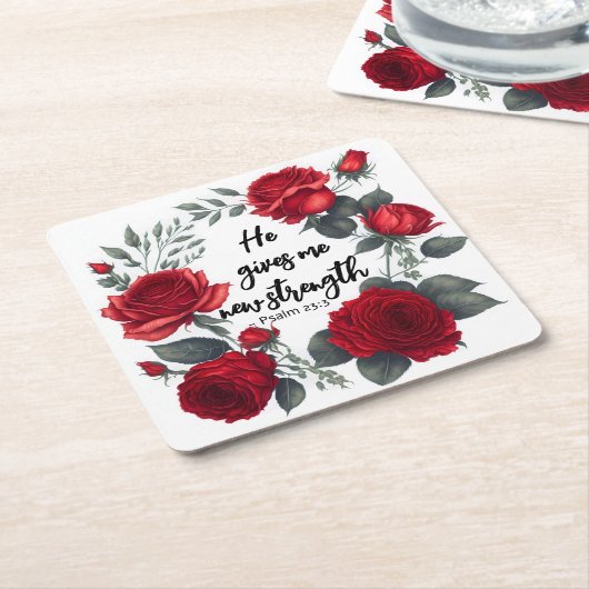 Er gibt mir neue Kraft Rechteckiger Pappuntersetzer (angewinkelt)