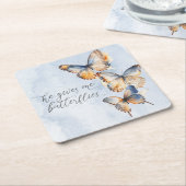 Er gibt mir Schmetterlinge blaues modernes Brautpa Rechteckiger Pappuntersetzer (angewinkelt)