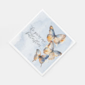 Er gibt mir Schmetterlinge blaues modernes Brautpa Serviette (Ecke)