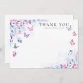 Er gibt mir Schmetterlinge Brautparty Dankeskarte (Vorne/Hinten)