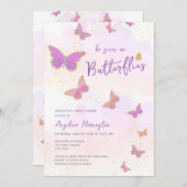 Er gibt mir Schmetterlinge Brautparty Einladung (Vorne/Hinten)