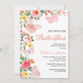 Er gibt mir Schmetterlinge Brautparty Floral Einladung (Vorderseite)