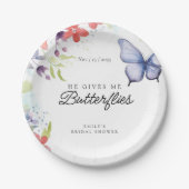 Er gibt mir Schmetterlinge Brautparty Pappteller (Vorderseite)