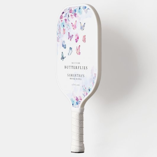 Er gibt mir Schmetterlinge Brautparty Pickleball Schläger (Links)