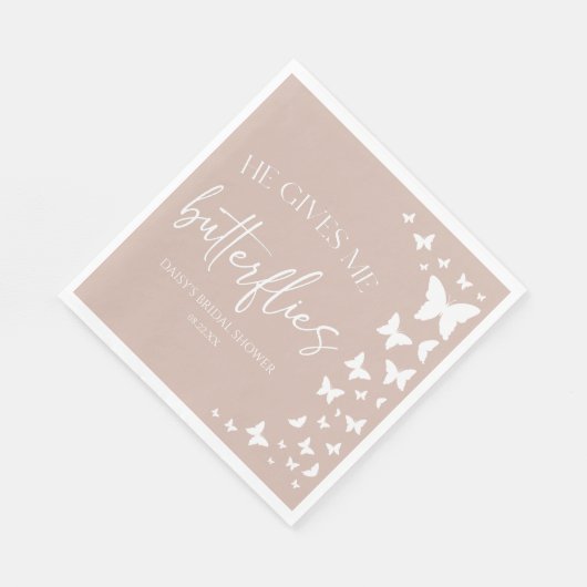 Er gibt mir Schmetterlinge Brautparty Serviette (Ecke)