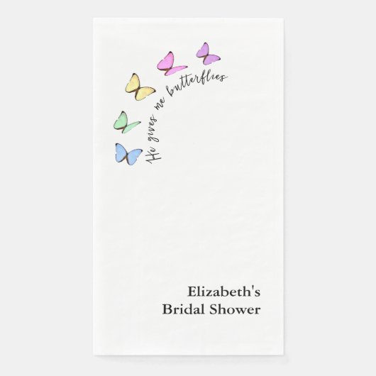 Er gibt mir Schmetterlinge Brautparty Serviette (Vorderseite)