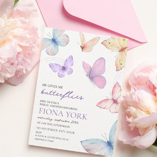 Er gibt mir Schmetterlinge Chic Elegant Brautparty Einladung