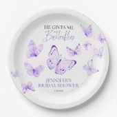 Er gibt mir Schmetterlinge Lavender Brautparty Pappteller (Vorderseite)