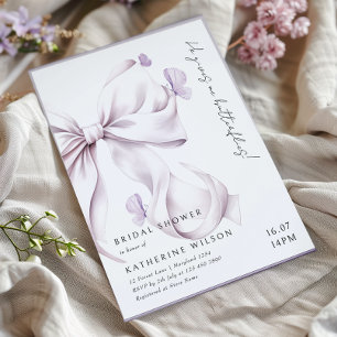 Er gibt mir Schmetterlinge Lila Bow-Brautparty Einladung